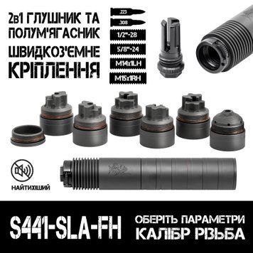 Модульний глушник AFTactical S441 SLA FH для AR-15, AR-10, HK416, Haenel MK556 та CZ Bren 2 зі швидкоз'ємним кріпленням SLA Military