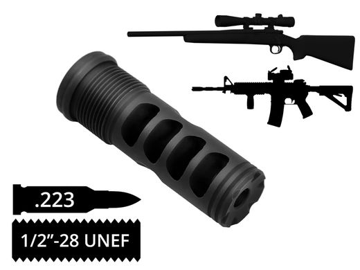 Дульный тормоз-компенсатор AFTactical M242, .223 (5.56мм), 1/2x28 UNEF, AR15 | M4, Болтовик .223