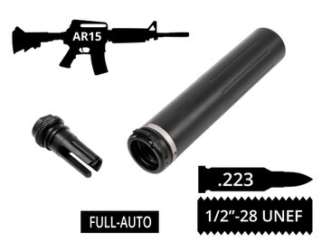 2в1 full-auto пбс+пламегас S.L.A. Military FH швидкозʼєм, Темно-сірий, .223 (5.56мм), 1/2x28 UNEF, AR15 | M4 | M5