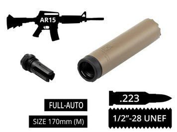 2в1 full-auto пбс+пламегас S.L.A. Military M FH швидкозʼєм, Койот, .223 (5.56мм), 1/2x28 UNEF, AR15 | M4 | M5