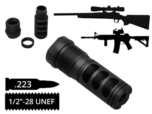 Дульный тормоз-компенсатор AFTactical M241, .223 (5.56мм), 1/2x28 UNEF, AR15 | M4, Болтовик .223