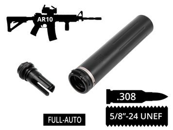 2в1 full-auto пбс+пламегас S.L.A. Military FH швидкозʼєм, Темно-сірий, .308, 5/8x24 UNEF, AR10