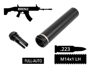 2в1 full-auto пбс+пламегас S.L.A. Military FH швидкозʼєм, Темно-сірий, .223 (5.56мм), 14x1 Lh, CZ 805 BREN A2