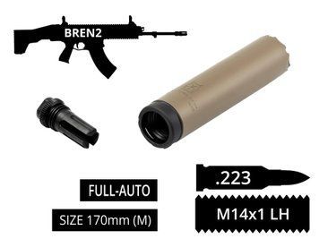 2в1 фулл-авто пбс койот та пламегас S.L.A. Military M FH з швидкозʼємом .223 M14x1LH CZ BREN 2