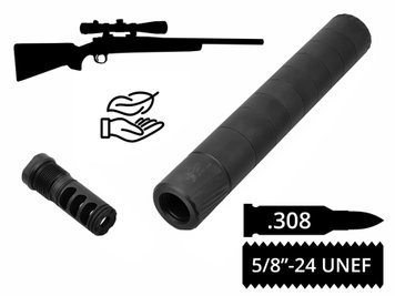 2в1 розбірний глушник+дтк AFTactical S39M24, M241, .308, 5/8x24 UNEF, AR10, Болтовик .223