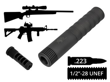 2в1 разборной глушитель+дтк AFTactical S44M24, M242, .223 (5.56мм), 1/2x28 UNEF, AR15 | M4, Болтовик .223