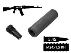 2в1 пламегаситель+глушитель AFTactical S44AFC30 Compact, 5.45мм, 24x1.5 Rh, АК74, АКС74У