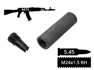 2в1 пламегасник+глушник AFTactical S44AFC30 Compact, 5.45мм, 24x1.5 Rh, АК74, АКС74У