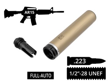 2в1 full-auto пбс+пламегас S.L.A. Military FH швидкозʼєм, Койот, .223 (5.56мм), 1/2x28 UNEF, AR15 | M4 | M5