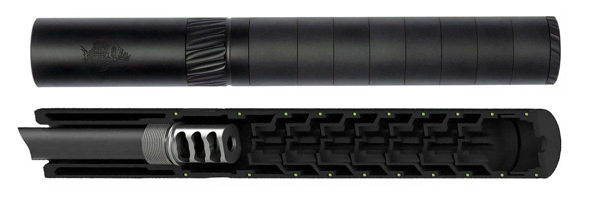 Интегрированный глушитель AFTactical S39L в разрезе