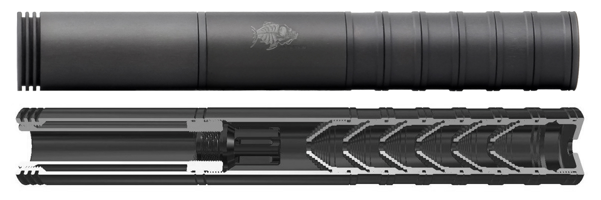 Интегрированный глушитель AFTactical S44L в разрезе